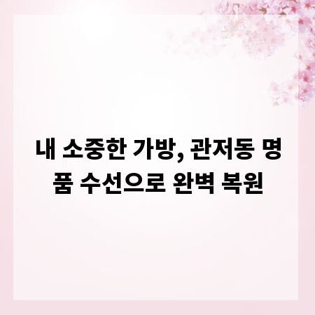내 소중한 가방, 관저동 명품 수선으로 완벽 복원