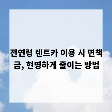 전연령 렌트카 이용 시 면책금, 현명하게 줄이는 방법