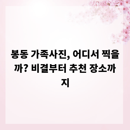 봉동 가족사진, 어디서 찍을까? 비결부터 추천 장소까지