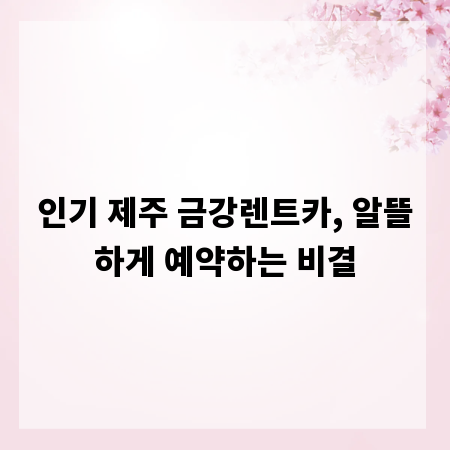 인기 제주 금강렌트카, 알뜰하게 예약하는 비결