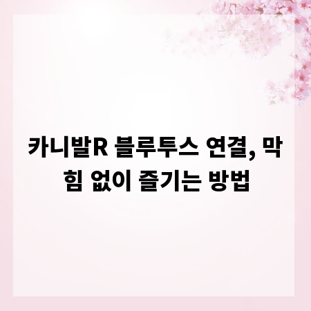카니발R 블루투스 연결, 막힘 없이 즐기는 방법