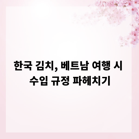 한국 김치, 베트남 여행 시 수입 규정 파헤치기