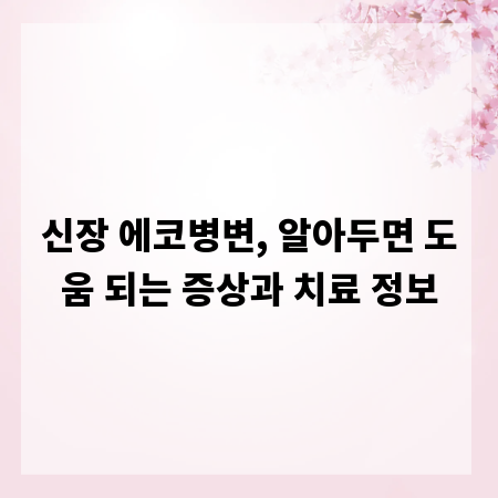신장 에코병변, 알아두면 도움 되는 증상과 치료 정보