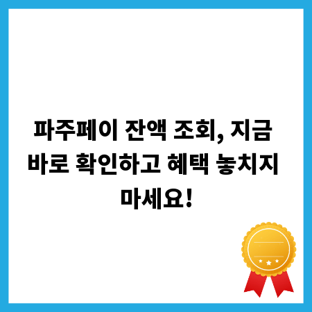 파주페이 잔액 조회, 지금 바로 확인하고 혜택 놓치지 마세요!