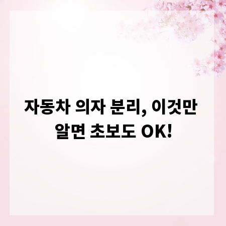 자동차 의자 분리, 이것만 알면 초보도 OK!