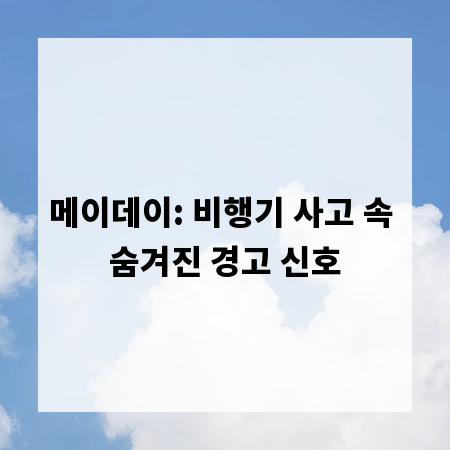 메이데이: 비행기 사고 속 숨겨진 경고 신호