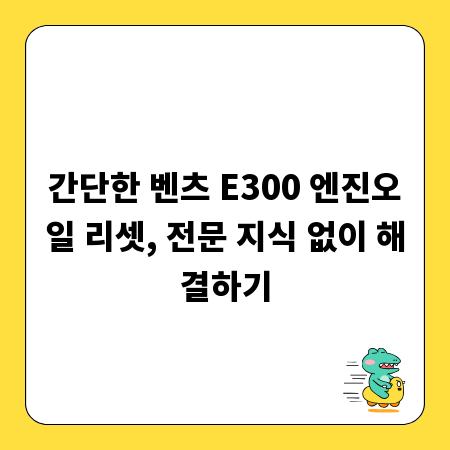 간단한 벤츠 E300 엔진오일 리셋, 전문 지식 없이 해결하기