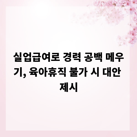 실업급여로 경력 공백 메우기, 육아휴직 불가 시 대안 제시
