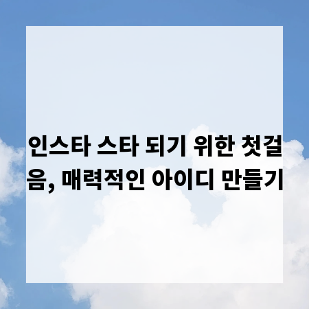 인스타 스타 되기 위한 첫걸음, 매력적인 아이디 만들기