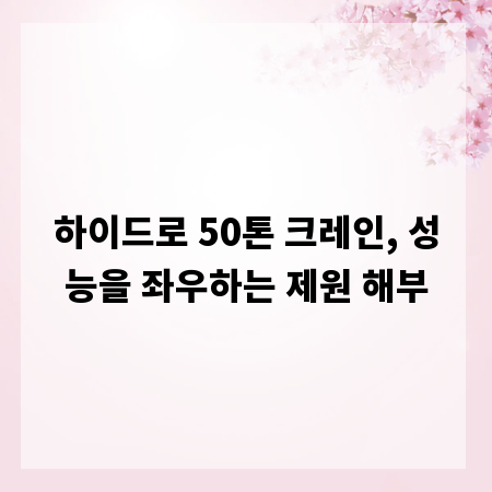 하이드로 50톤 크레인, 성능을 좌우하는 제원 해부