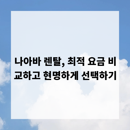 나아바 렌탈, 최적 요금 비교하고 현명하게 선택하기
