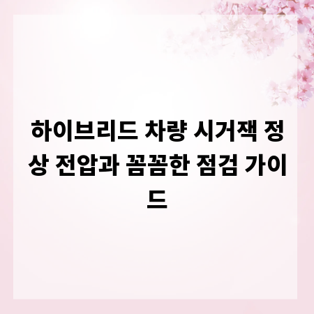 하이브리드 차량 시거잭 정상 전압과 꼼꼼한 점검 가이드
