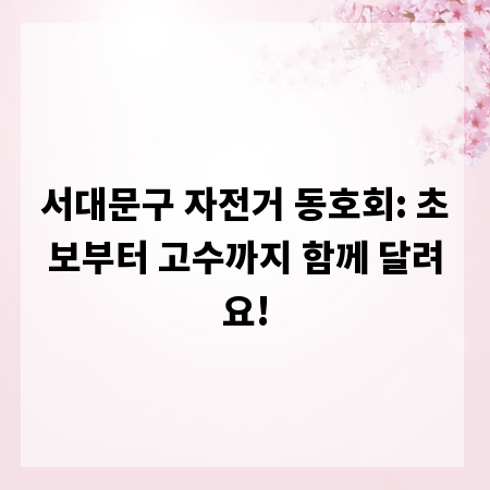 서대문구 자전거 동호회: 초보부터 고수까지 함께 달려요!