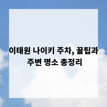 이태원 나이키 주차, 꿀팁과 주변 명소 총정리