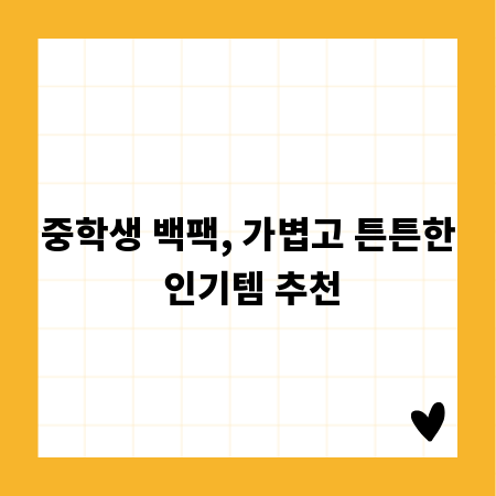 중학생 백팩, 가볍고 튼튼한 인기템 추천