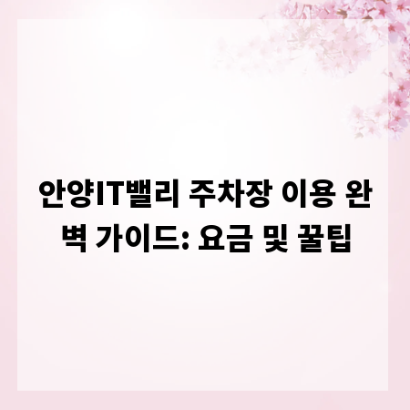 안양IT밸리 주차장 이용 완벽 가이드: 요금 및 꿀팁