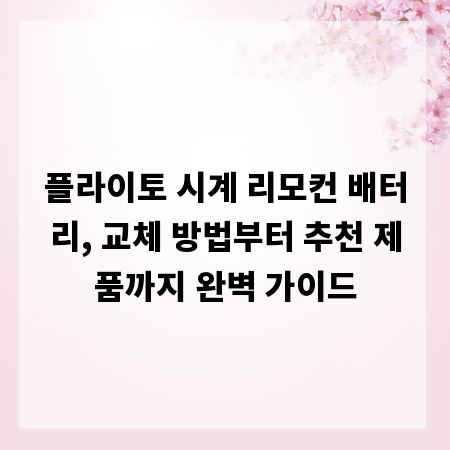 플라이토 시계 리모컨 배터리, 교체 방법부터 추천 제품까지 완벽 가이드