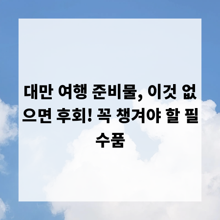 대만 여행 준비물, 이것 없으면 후회! 꼭 챙겨야 할 필수품