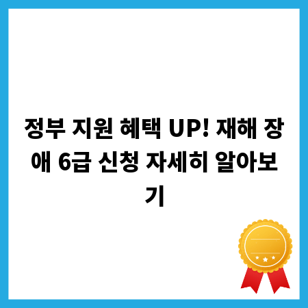 정부 지원 혜택 UP! 재해 장애 6급 신청 자세히 알아보기