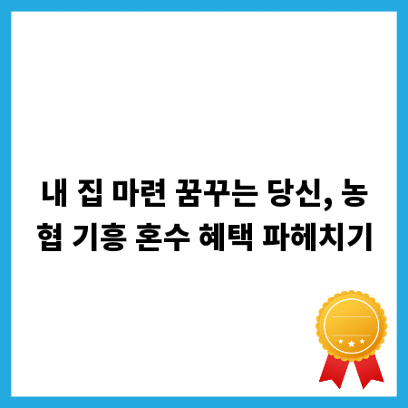 내 집 마련 꿈꾸는 당신, 농협 기흥 혼수 혜택 파헤치기