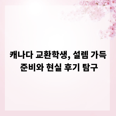 캐나다 교환학생, 설렘 가득 준비와 현실 후기 탐구