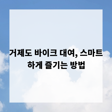 거제도 바이크 대여, 스마트하게 즐기는 방법