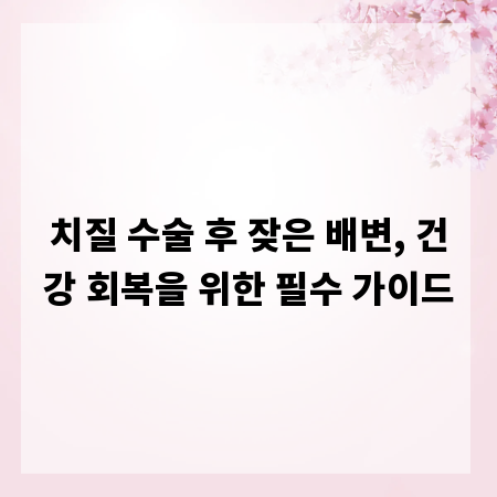 치질 수술 후 잦은 배변, 건강 회복을 위한 필수 가이드