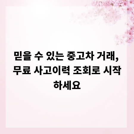 믿을 수 있는 중고차 거래, 무료 사고이력 조회로 시작하세요