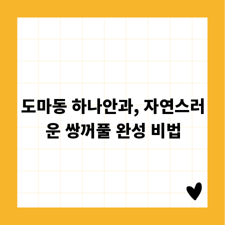도마동 하나안과, 자연스러운 쌍꺼풀 완성 비법