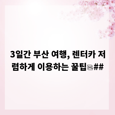 3일간 부산 여행, 렌터카 저렴하게 이용하는 꿀팁
##