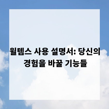 윌템스 사용 설명서: 당신의 경험을 바꿀 기능들