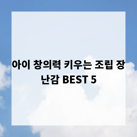 아이 창의력 키우는 조립 장난감 BEST 5