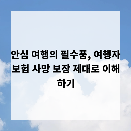 안심 여행의 필수품, 여행자보험 사망 보장 제대로 이해하기