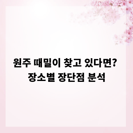 원주 때밀이 찾고 있다면? 장소별 장단점 분석