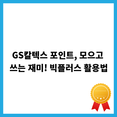 GS칼텍스 포인트, 모으고 쓰는 재미! 빅플러스 활용법