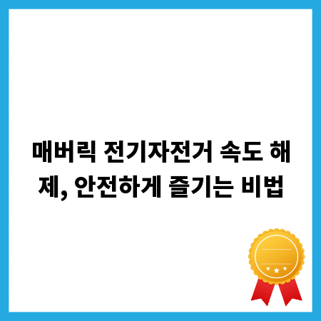 매버릭 전기자전거 속도 해제, 안전하게 즐기는 비법