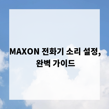 MAXON 전화기 소리 설정, 완벽 가이드