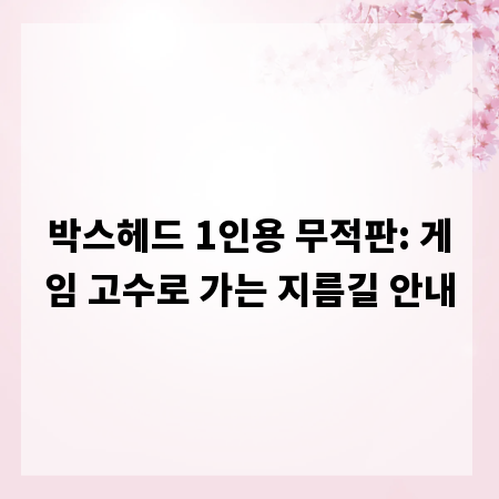 박스헤드 1인용 무적판: 게임 고수로 가는 지름길 안내