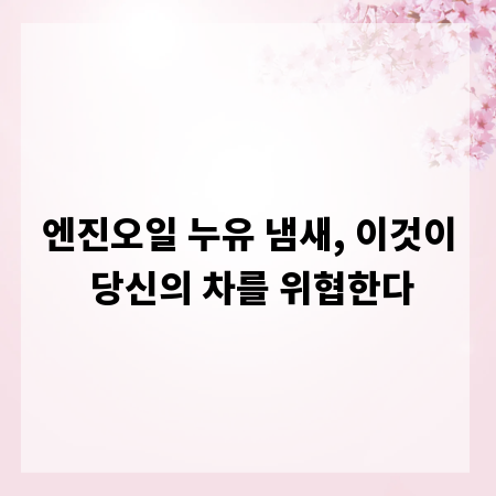 엔진오일 누유 냄새, 이것이 당신의 차를 위협한다