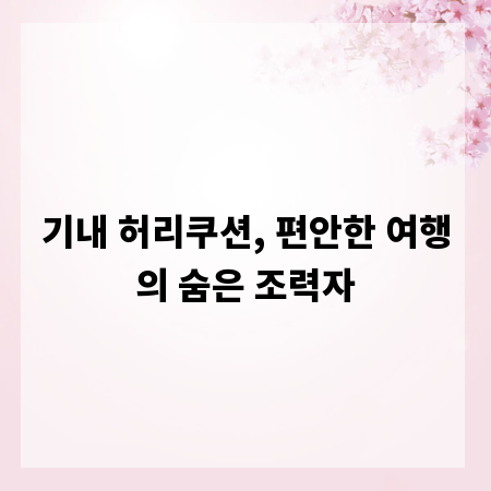 기내 허리쿠션, 편안한 여행의 숨은 조력자