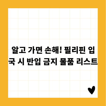 알고 가면 손해! 필리핀 입국 시 반입 금지 물품 리스트