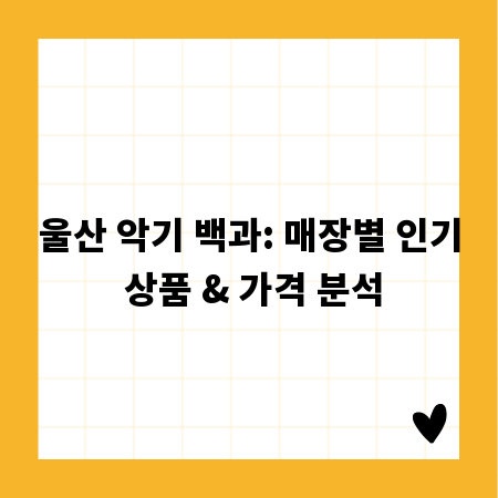 울산 악기 백과: 매장별 인기 상품 & 가격 분석