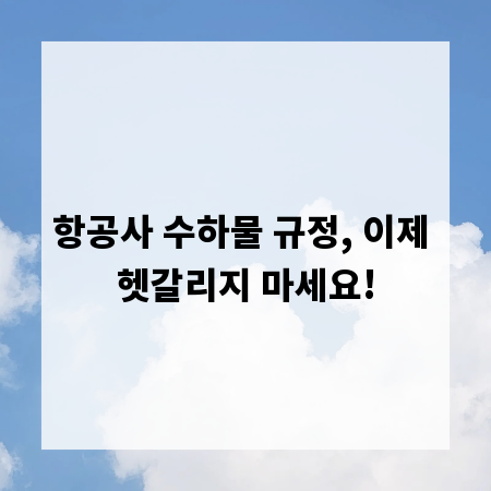 항공사 수하물 규정, 이제 헷갈리지 마세요!