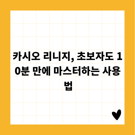 카시오 리니지, 초보자도 10분 만에 마스터하는 사용법