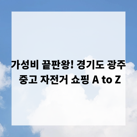가성비 끝판왕! 경기도 광주 중고 자전거 쇼핑 A to Z