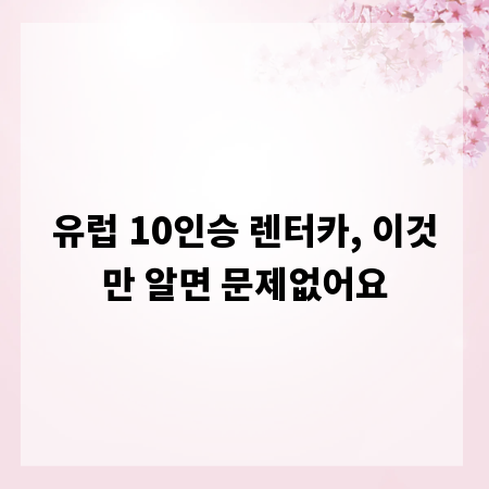 유럽 10인승 렌터카, 이것만 알면 문제없어요
