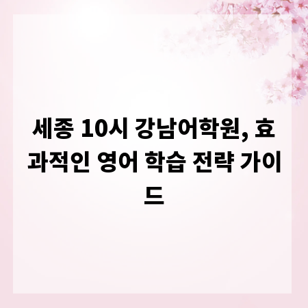 세종 10시 강남어학원, 효과적인 영어 학습 전략 가이드