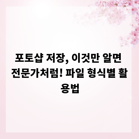포토샵 저장, 이것만 알면 전문가처럼! 파일 형식별 활용법