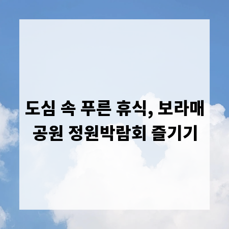 도심 속 푸른 휴식, 보라매공원 정원박람회 즐기기