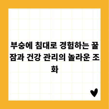 부숭에 침대로 경험하는 꿀잠과 건강 관리의 놀라운 조화